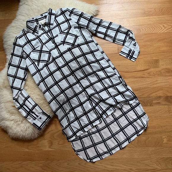 Wetseal Window Pane Plaid Button Down Long Tunic M - Picture 2 of 7